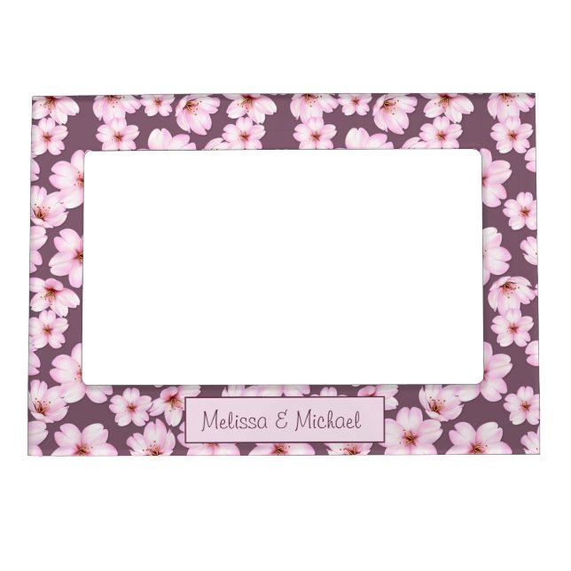 Retro floral purple pattern. magnetic frame (Front)