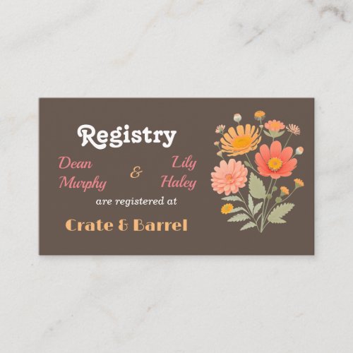Retro Floral Registry Enclosure Card