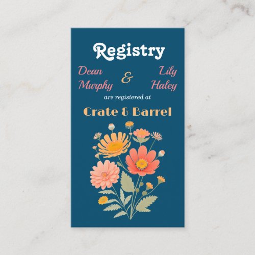 Retro Floral Registry Enclosure Card