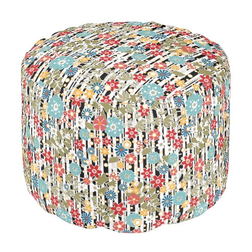 Retro floral retro pouf