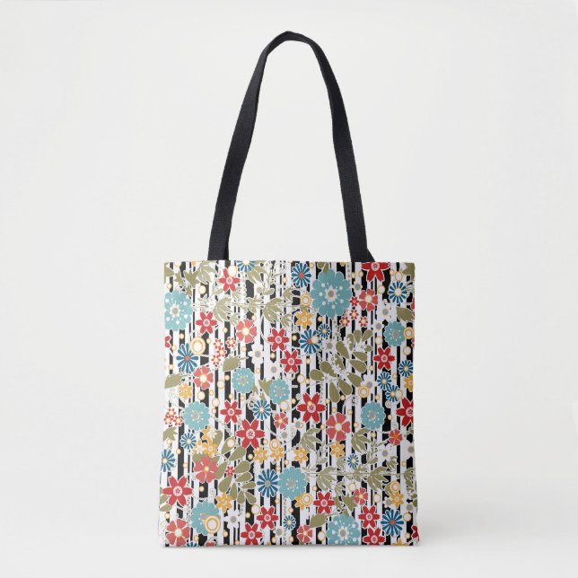 Retro, floral retro tote bag (Front)