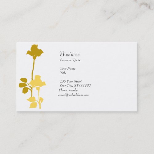 Retro Roses Profile Card Modern Golden Rose Business Card Templates