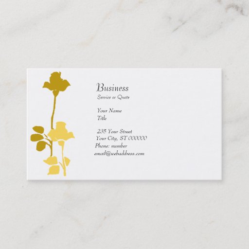 Customizable Retro Roses Profile Card Modern Golden Rose Business Card Templates
