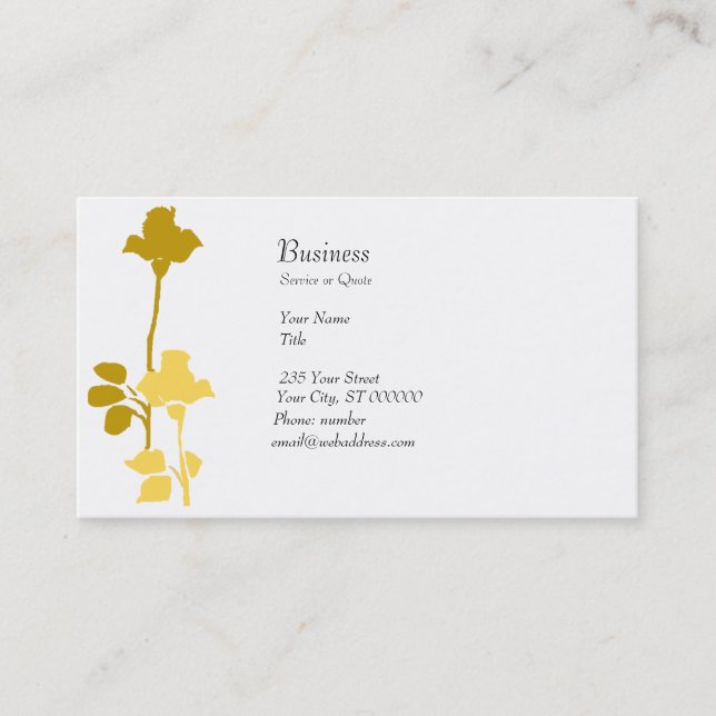 Retro Floral Roses Profile Card Modern Golden (Front)