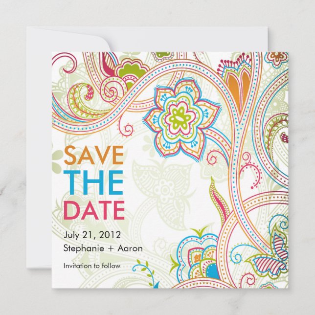 Retro Floral Save The Date (Front)
