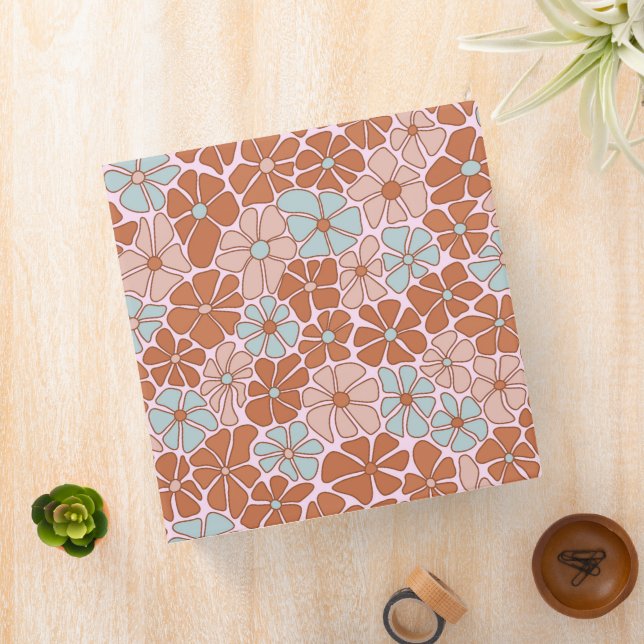 Retro Floral Seamless Pattern 3 Ring Binder (In Situ)