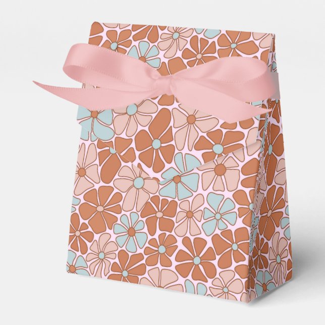 Retro Floral Seamless Pattern Favor Boxes (Front Side)