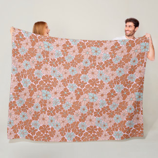 Retro Floral Seamless Pattern Fleece Blanket