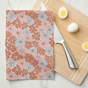Retro Floral Seamless Pattern Kitchen Towel