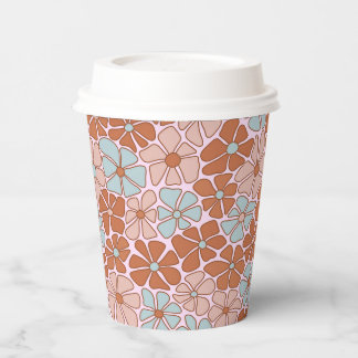 Retro Floral Seamless Pattern Paper Cups