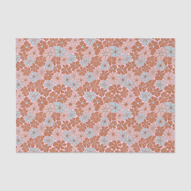 Retro Floral Seamless Pattern Tissue Paper (Front)