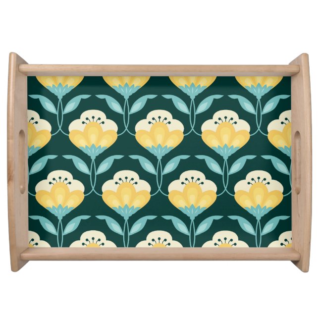 Retro Floral Seamless Vintage Pattern Serving Tray (Front)