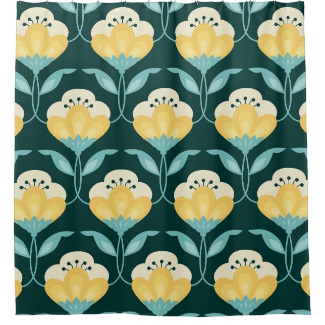 Retro Floral Seamless Vintage Pattern Shower Curtain (Front)