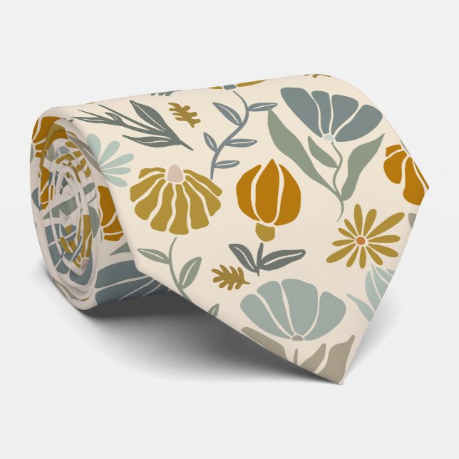 Retro Floral Spring Garden Neck Tie (Rolled)