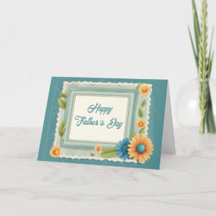 Retro Floral Stamp (From Daughter to Father) Holiday Card