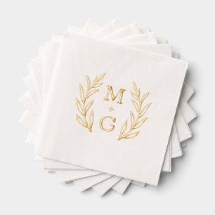 Retro floral style Foil Stamped Napkins. Napkins