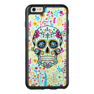 Retro Floral Sugar Skull With Floral Background OtterBox iPhone 6/6s Plus Case
