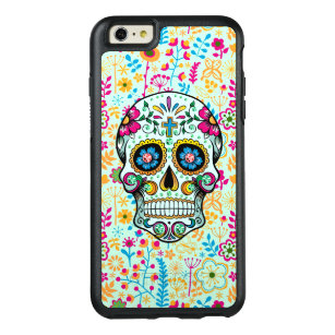 Retro Floral Sugar Skull With Floral Background OtterBox iPhone 6/6s Plus Case