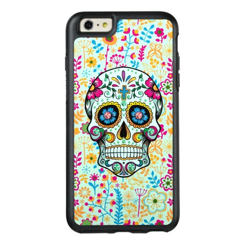 Retro Floral Sugar Skull With Floral Background OtterBox iPhone 66s Plus Case