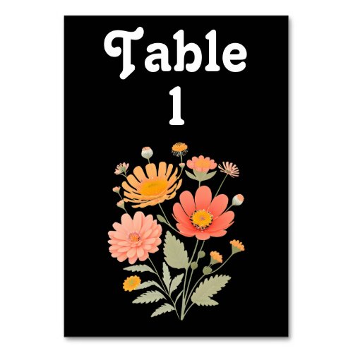 Retro Floral Table Number Card