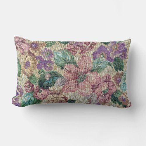 retro floral tapestry lumbar pillow