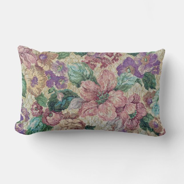 retro floral tapestry lumbar pillow (Front)