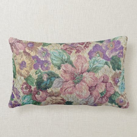 Retro Floral Tapestry Lumbar Pillow