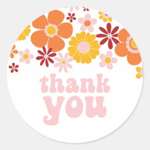 Retro Floral Thank You Sticker