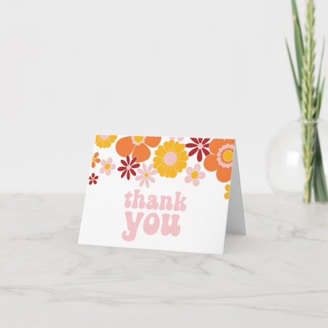 Retro Floral Thank You Sticker (Front)