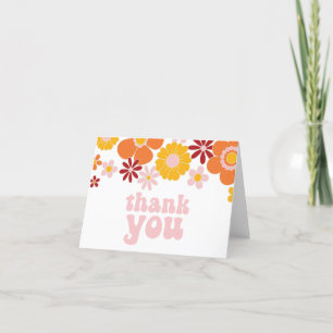 Retro Floral Thank You Sticker Card