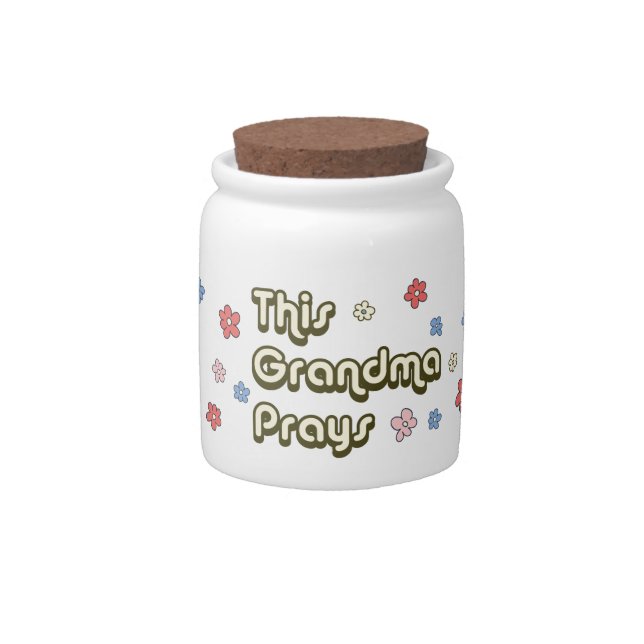 Retro Floral This Grandma Prays Prayer Jar (Front)