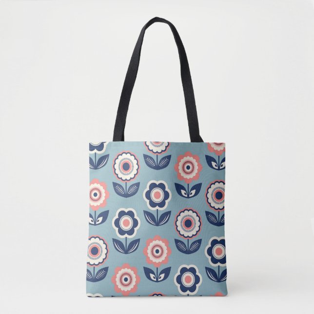 Retro Floral: Timeless Pattern Charm Tote Bag (Front)