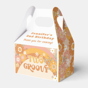 Retro floral two groovy birthday Favor Box