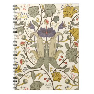 Retro floral vertical seamless design. notebook