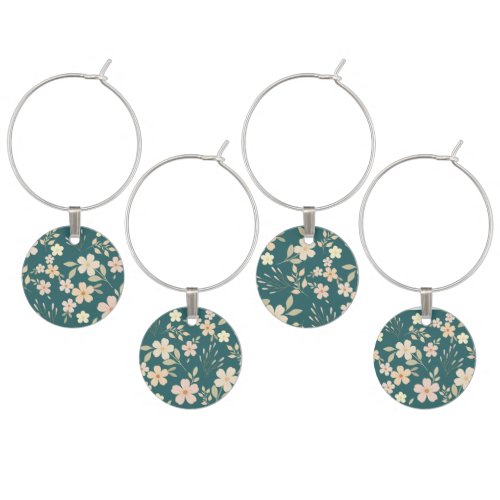 Retro Floral Vibe  Wine Charm
