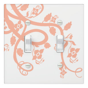 Retro Floral Vine Home Decor Design Peach White Light Switch Cover