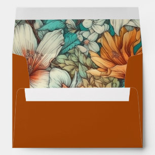 Retro Floral Vintage Botanical Terracotta Wedding Envelope
