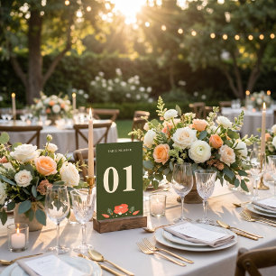Retro Floral Vintage Garden Wedding Table Number