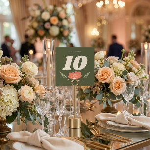 Retro Floral Vintage Garden Wedding Table Number