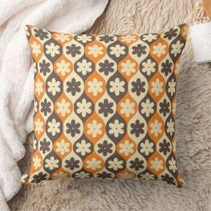 Retro Floral Vintage Vibes Throw Pillow