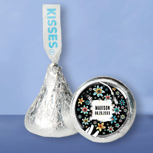Retro Floral Vinyl Record Personalized Birthday Hershey®'s Kisses®