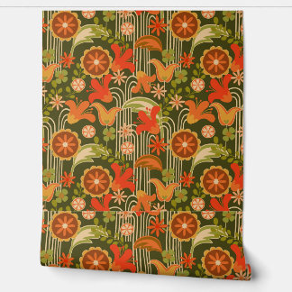 Retro floral - wallpaper