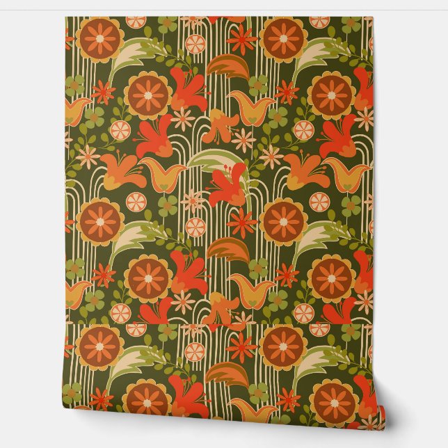 Retro floral -  wallpaper  (Unrolling)