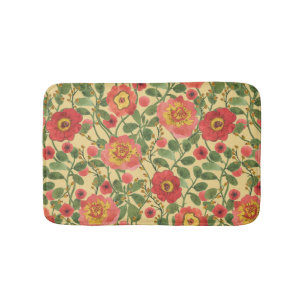 Retro Floral Watercolor: Timeless Elegance Bath Mat