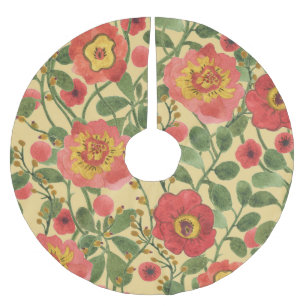 Retro Floral Watercolor: Timeless Elegance Brushed Polyester Tree Skirt