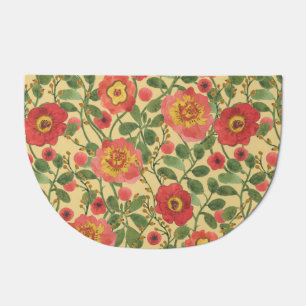 Retro Floral Watercolor: Timeless Elegance Doormat