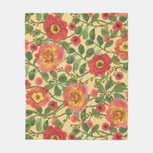Retro Floral Watercolor: Timeless Elegance Fleece Blanket