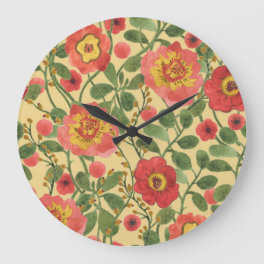 Retro Floral Watercolor: Timeless Elegance Large Clock