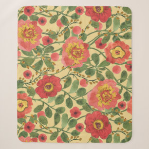 Retro Floral Watercolor: Timeless Elegance Sherpa Blanket