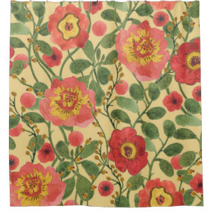 Retro Floral Watercolor: Timeless Elegance Shower Curtain